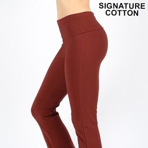 Premium Cotton Brick Fold Over Yoga Flare Pant